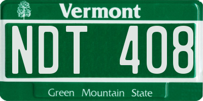 VT license plate NDT408