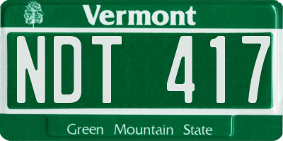 VT license plate NDT417