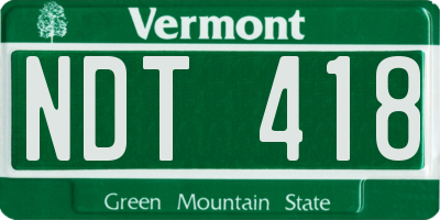 VT license plate NDT418