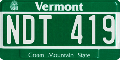 VT license plate NDT419