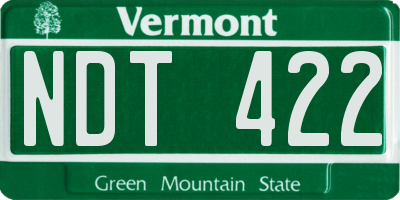 VT license plate NDT422