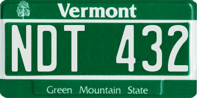VT license plate NDT432