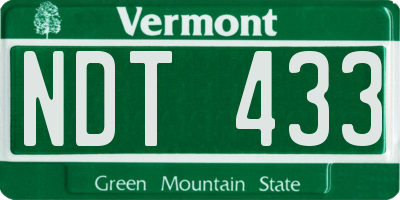 VT license plate NDT433