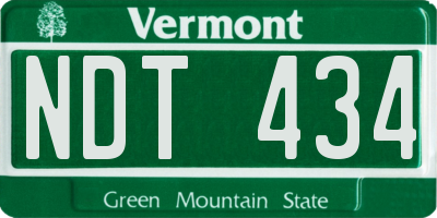 VT license plate NDT434