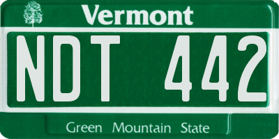VT license plate NDT442