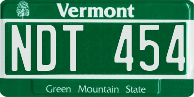VT license plate NDT454