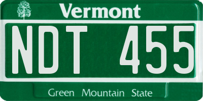 VT license plate NDT455