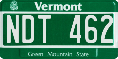 VT license plate NDT462