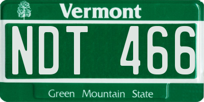 VT license plate NDT466
