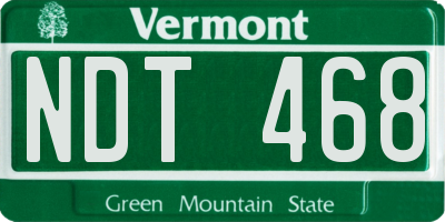 VT license plate NDT468