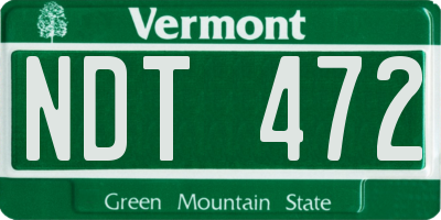 VT license plate NDT472
