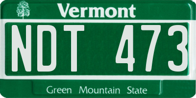 VT license plate NDT473