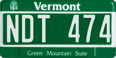 VT license plate NDT474
