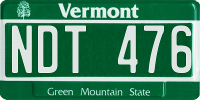 VT license plate NDT476