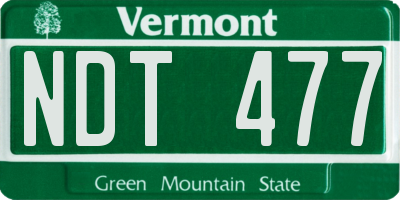 VT license plate NDT477