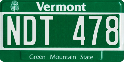 VT license plate NDT478