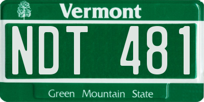 VT license plate NDT481