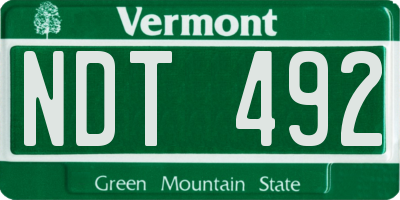 VT license plate NDT492