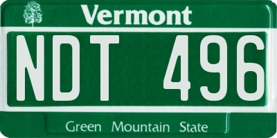 VT license plate NDT496