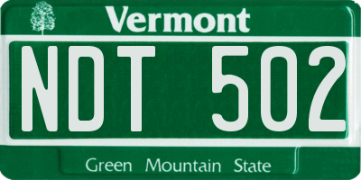 VT license plate NDT502