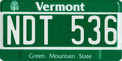 VT license plate NDT536