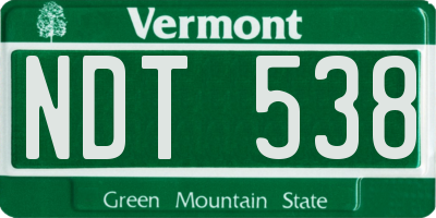 VT license plate NDT538