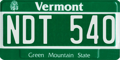 VT license plate NDT540