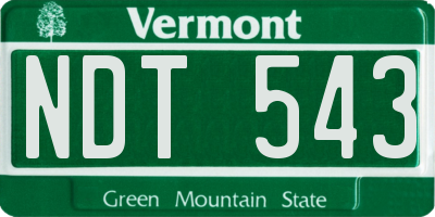 VT license plate NDT543