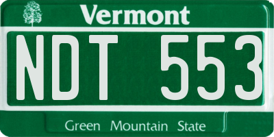 VT license plate NDT553