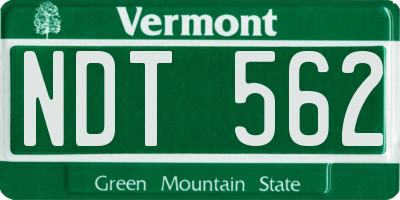 VT license plate NDT562