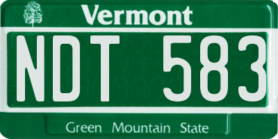 VT license plate NDT583