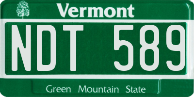 VT license plate NDT589