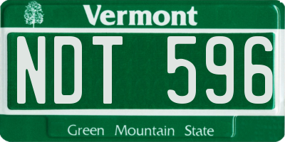 VT license plate NDT596