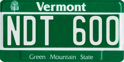 VT license plate NDT600