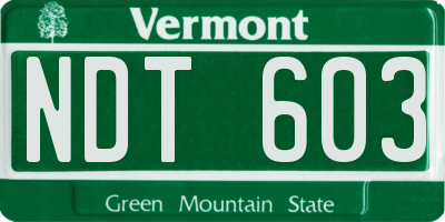 VT license plate NDT603
