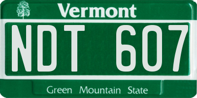 VT license plate NDT607