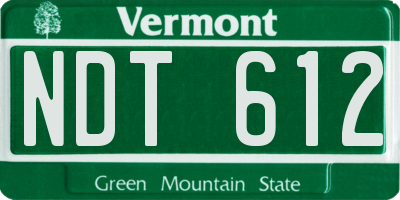 VT license plate NDT612