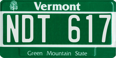 VT license plate NDT617