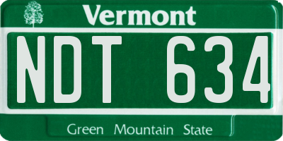 VT license plate NDT634