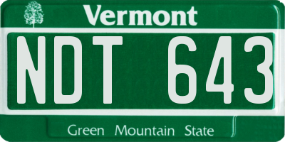 VT license plate NDT643