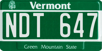 VT license plate NDT647