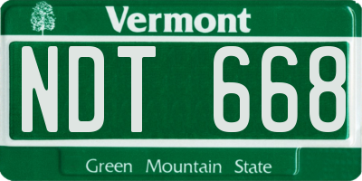 VT license plate NDT668