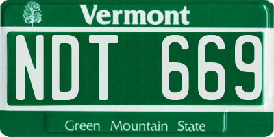 VT license plate NDT669