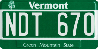 VT license plate NDT670