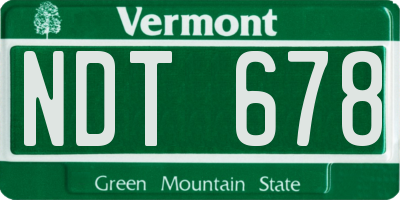 VT license plate NDT678