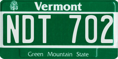 VT license plate NDT702