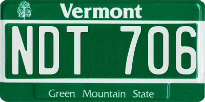 VT license plate NDT706