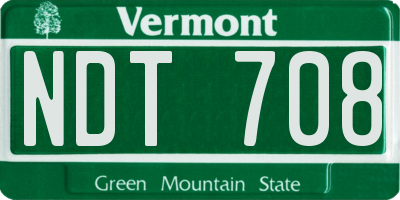 VT license plate NDT708