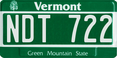 VT license plate NDT722