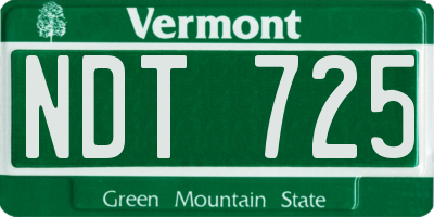 VT license plate NDT725